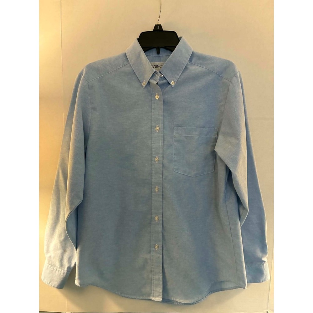 Cabin Creek Womens 10 Blue Oxford Button Front Shirt Long Sleeve Preppy Classic
